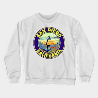 SURFING BLACK'S BEACH SAN DIEGO SURF CALIFORNIA Crewneck Sweatshirt